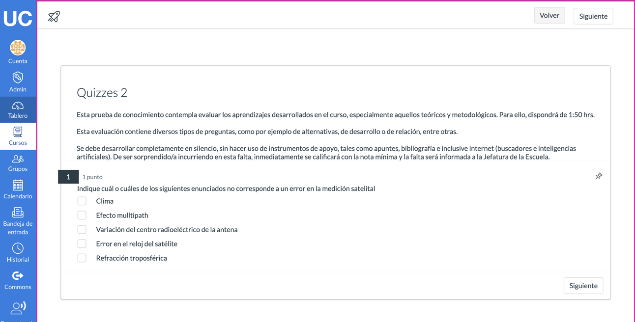 Captura de pantalla de nuevos cuestionarios en Canvas